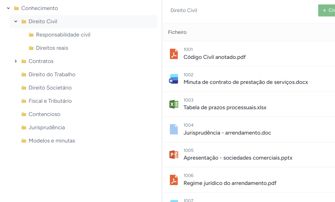 Biblioteca de conhecimento Lex365 organizada por áreas de prática, modelos e minutas